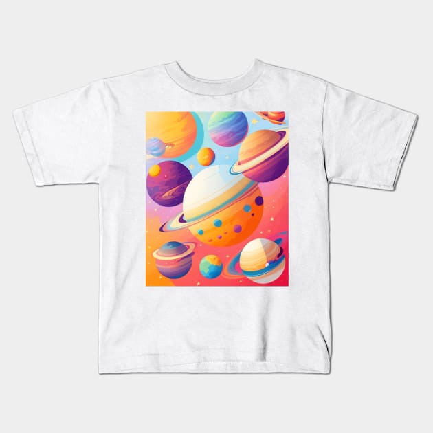 Celestial Odyssey - Embark on a Journey Among the Planets Kids T-Shirt by Moulezitouna